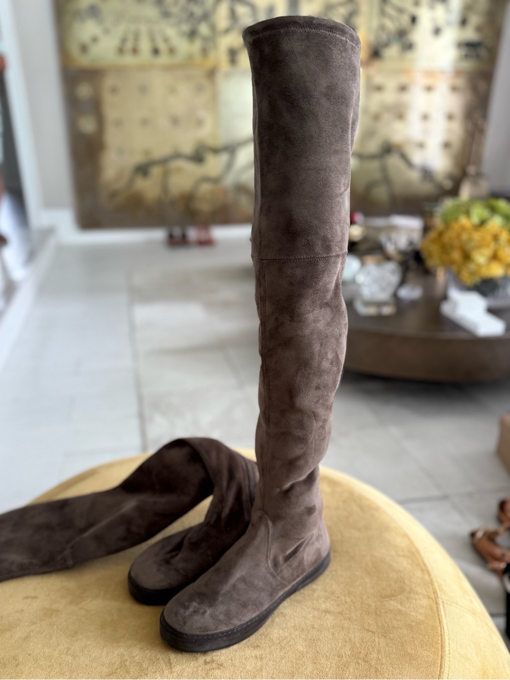 Stuart Weitzman Over-the-Knee Suede Boots in Dark Brown, New Never Worn